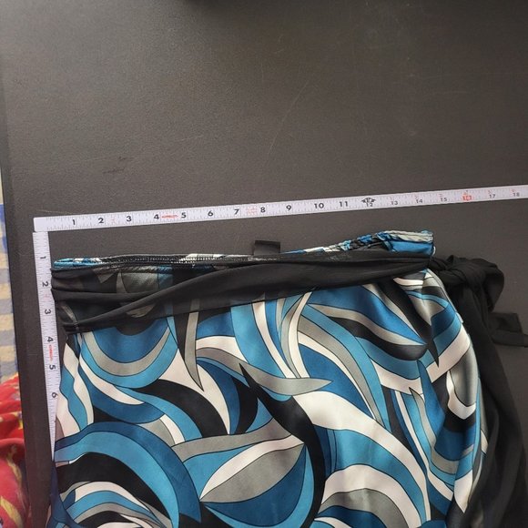 Wrapper Womens Abstract Print Lace Silky Midi Skirt Medium y2k Retro 70s Groovy - Picture 8 of 11